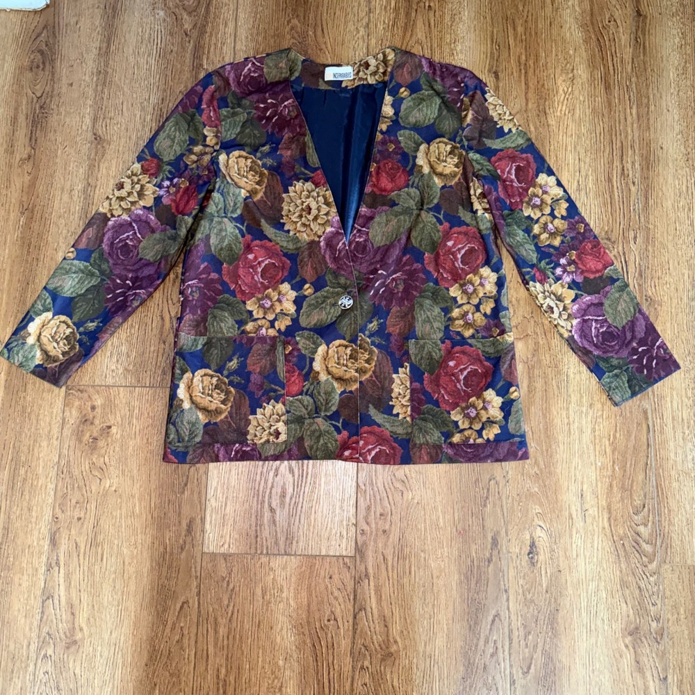 Vintage Floral Blazer Jacket in Multicolor